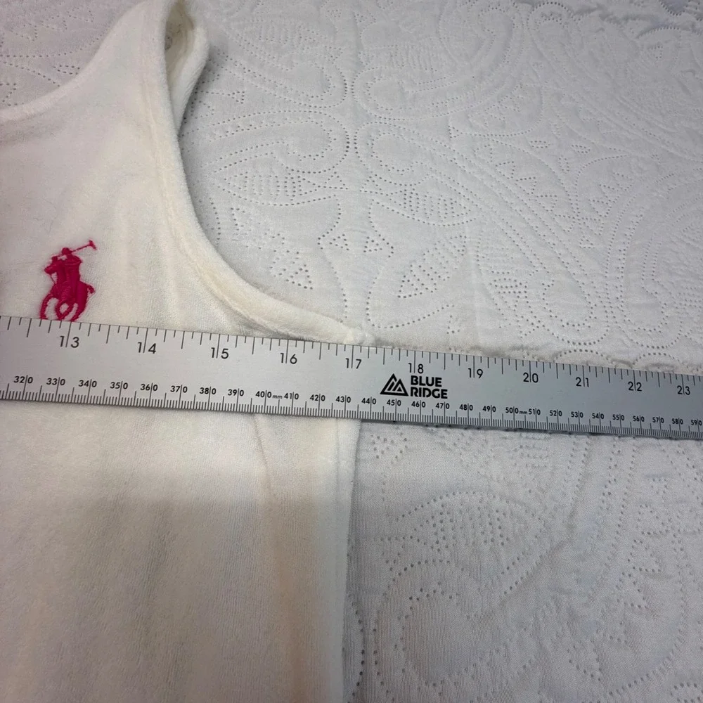 Ralph Lauren Girls White Terry Cloth Ruffle Hem Sleeveless Dress XL 16